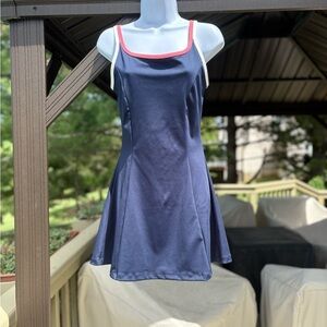 NWOT SINCERELY JULES ACTIVEWEAR Navy Sport Mini Dress & White/Pink Trim, Size: S